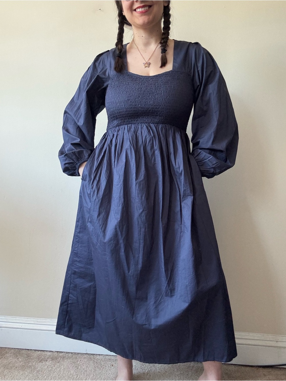 SOLD—Old Navy Navy Smocked Top with Square Neck - Picture 2 of 8